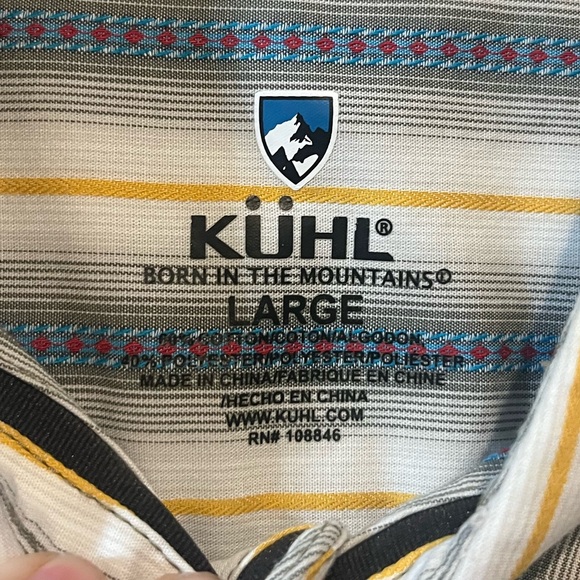 KUHL men's bohemian boho cotton blend short sleeve button up shirt‎ size lg EUC - Picture 4 of 9